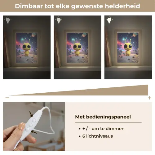 Alien - Ruimte - Geel - Planeten Light Box met kabel klein -USP_dimbaarNL