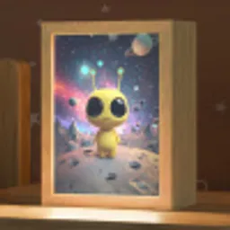 Alien - Ruimte - Geel - Planeten Light Box met kabel klein -zzz_3d_website