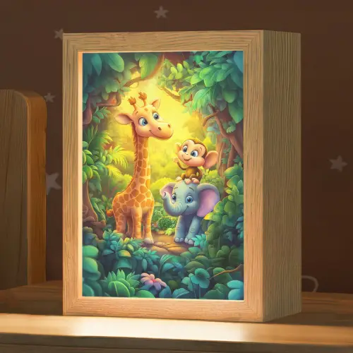 Dieren - Jungle - Giraf - Olifant - Aapje Light Box met kabel klein -zzz_3d_website