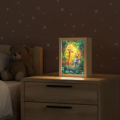 Dieren - Jungle - Giraf - Olifant - Aapje Light Box met kabel klein -sfeer1_kind