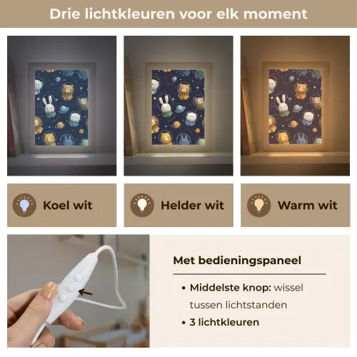 Dieren - Sterrenhemel - Ruimte Light Box met kabel klein -USP_lichtkleurNL