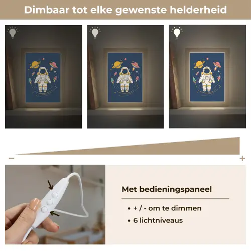 Astronaut - Planeten - Raket Light Box met kabel klein -USP_dimbaarNL
