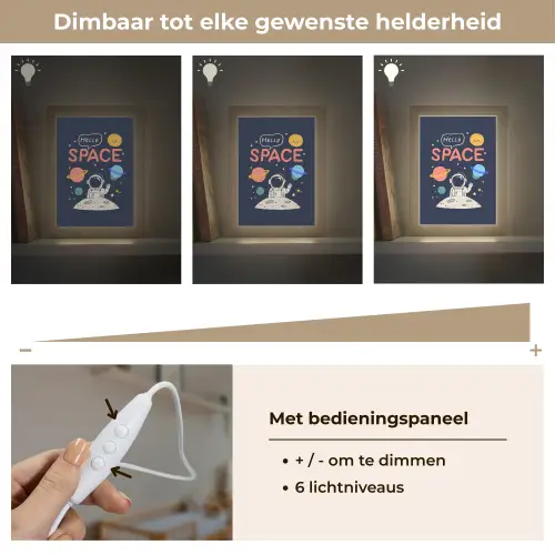 Astronaut - Ruimte - Planeten Light Box met kabel klein -USP_dimbaarNL