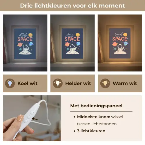 Astronaut - Ruimte - Planeten Light Box met kabel klein -USP_lichtkleurNL