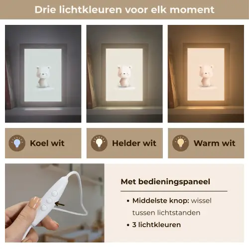 Beertje - Sneeuwvlokje - Wit - Pluizig Light Box met kabel klein -USP_lichtkleurNL