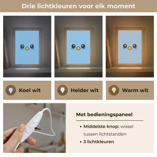 Vogel - Blauw - Eenvoudig Light Box met kabel klein -USP_lichtkleurNL