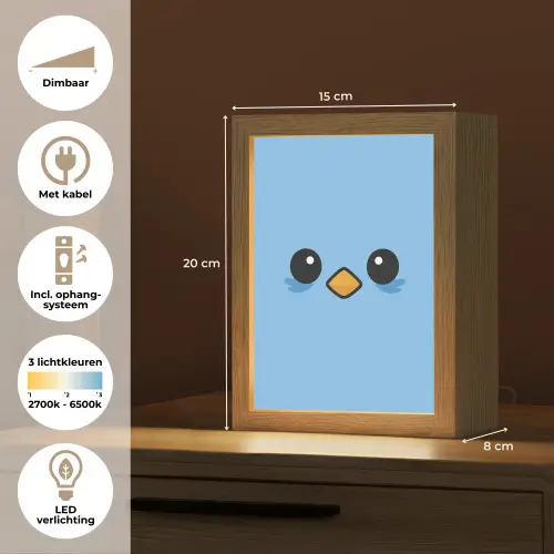Vogel - Blauw - Eenvoudig Light Box met kabel klein -USP_NL