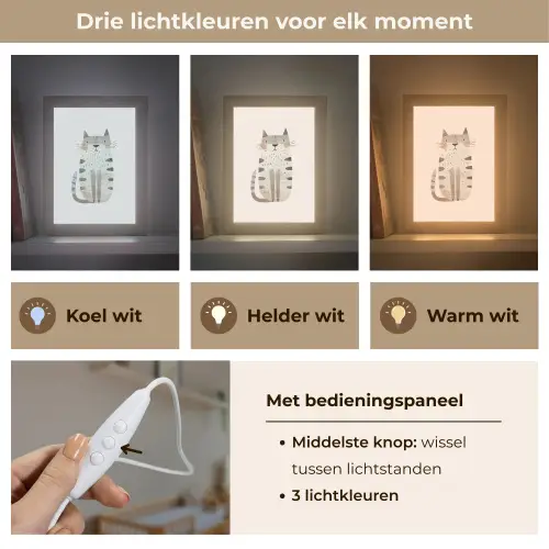 Kat - Dieren - Beige Light Box met kabel klein -USP_lichtkleurNL