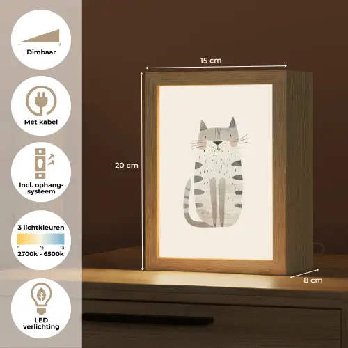 Kat - Dieren - Beige Light Box met kabel klein -USP_NL