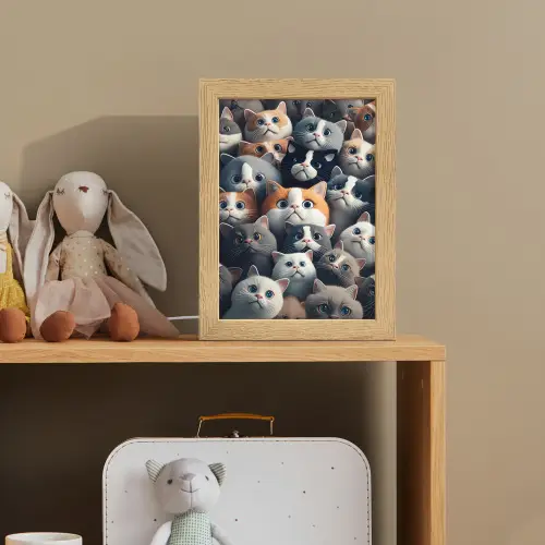 Kat - Dieren - Poes - Grijs - Patronen - Kind Light Box met kabel klein -sfeer2_kind