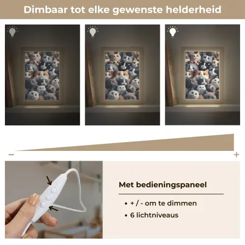Kat - Dieren - Poes - Grijs - Patronen - Kind Light Box met kabel klein -USP_dimbaarNL