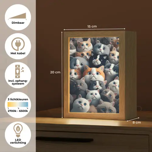Kat - Dieren - Poes - Grijs - Patronen - Kind Light Box met kabel klein -USP_NL