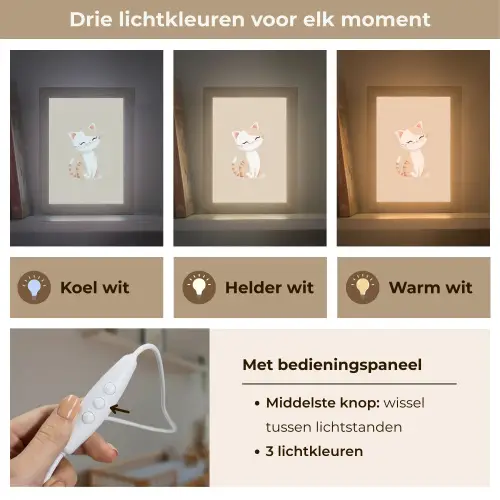 Kat - Kitten - Beige Light Box met kabel klein -USP_lichtkleurNL