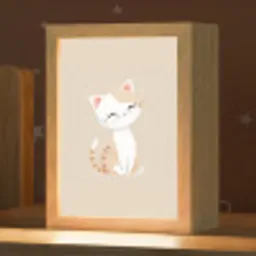 Kat - Kitten - Beige Light Box met kabel klein -zzz_3d_website