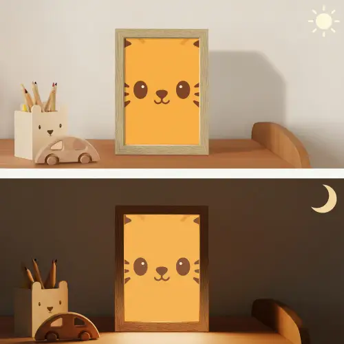 Kat - Simplistisch - Oranje - Vrolijk Light Box met kabel klein -sfeer3_kind