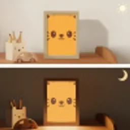 Kat - Simplistisch - Oranje - Vrolijk Light Box met kabel klein -sfeer3_kind