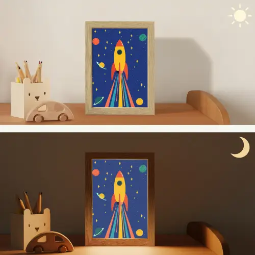Kleurrijk - Raket - Ruimte Light Box met kabel klein -sfeer3_kind