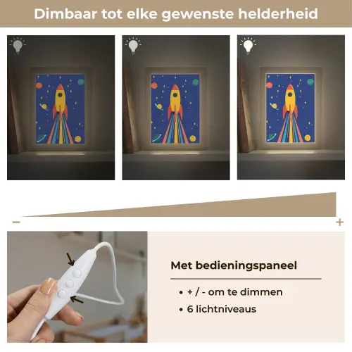 Kleurrijk - Raket - Ruimte Light Box met kabel klein -USP_dimbaarNL