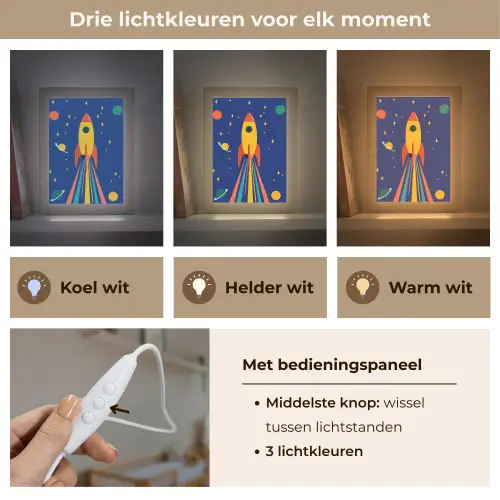Kleurrijk - Raket - Ruimte Light Box met kabel klein -USP_lichtkleurNL