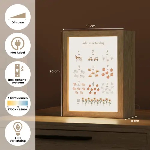 Getallen tellen - Educatief - Cijfers leren - Boerderij Light Box met kabel klein -USP_NL