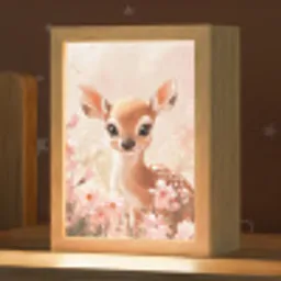 Hertje - Illustratie - Bloemen - Roze Light Box met kabel klein -zzz_3d_website