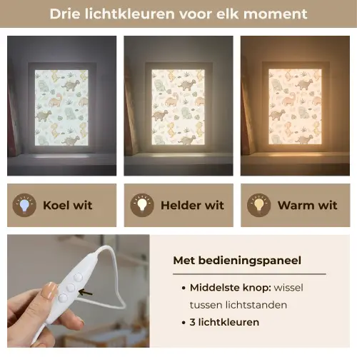 Dino - Patroon - Pastel Light Box met kabel klein -USP_lichtkleurNL