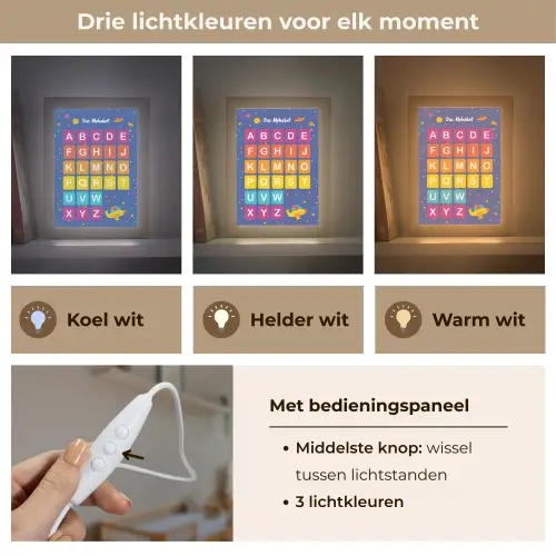 Educatief - Alfabet leren - Ruimte - Letters Light Box met kabel klein -USP_lichtkleurNL
