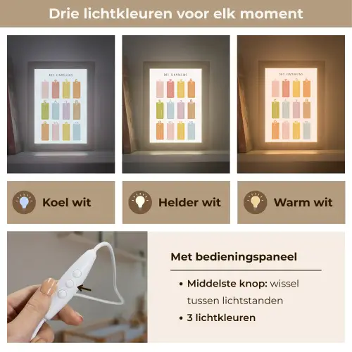 Educatief - Leren rekenen - Kleurrijk - Vermenigvuldigingstabel Light Box met kabel klein -USP_lichtkleurNL