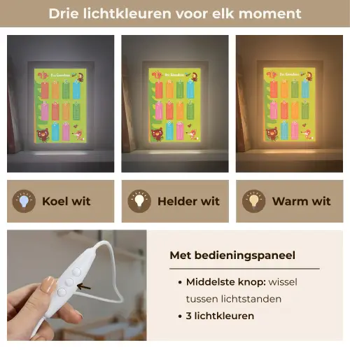 Educatief - Leren rekenen - Bosdieren - Vermenigvuldigingstabel Light Box met kabel klein -USP_lichtkleurNL