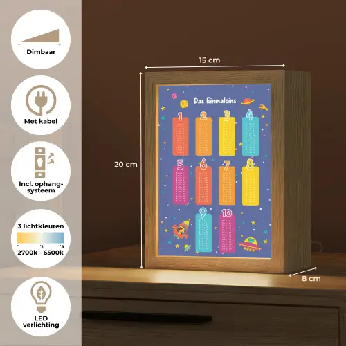 Educatief - Leren rekenen - Ruimte - Vermenigvuldigingstabel Light Box met kabel klein -USP_NL