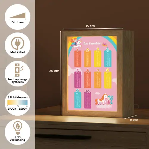 Educatief - Leren rekenen - Eenhoorn - Vermenigvuldigingstabel Light Box met kabel klein -USP_NL