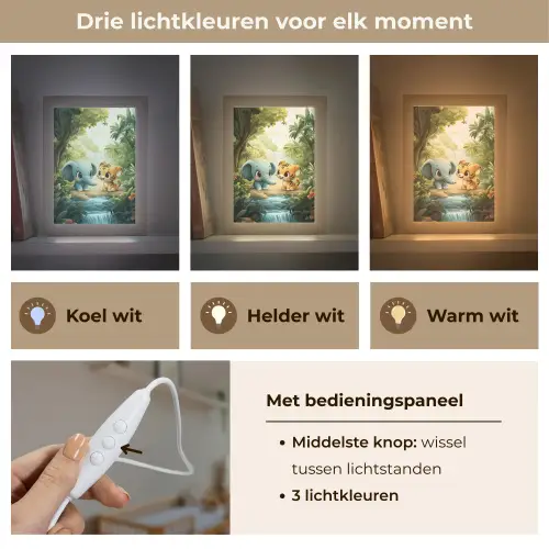 Olifant - Tijger - Bos - Jungle Light Box met kabel klein -USP_lichtkleurNL