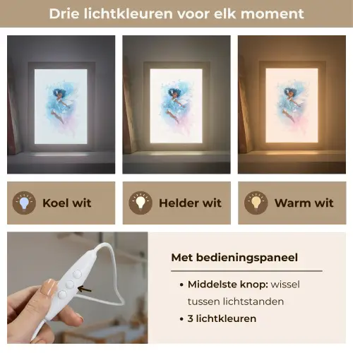 Elf - Blauw - Magie - Roze Light Box met kabel klein -USP_lichtkleurNL