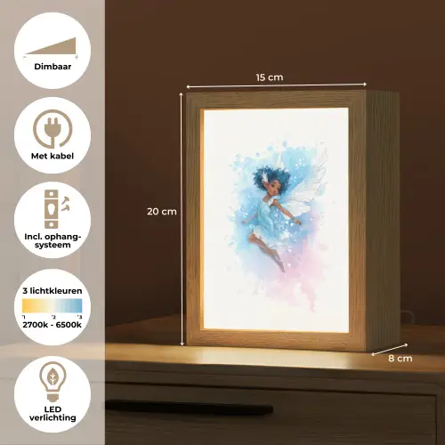 Elf - Blauw - Magie - Roze Light Box met kabel klein -USP_NL