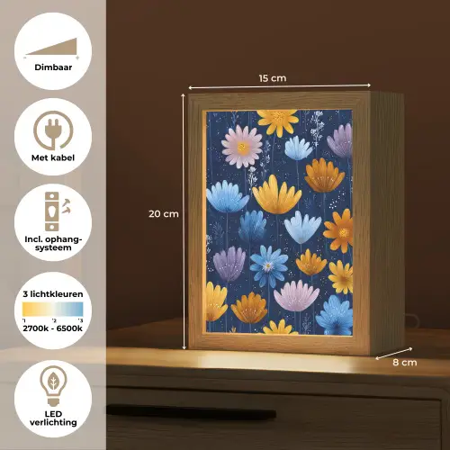 Bloemen - Patroon - Blauw - Contrast Light Box met kabel klein -USP_NL