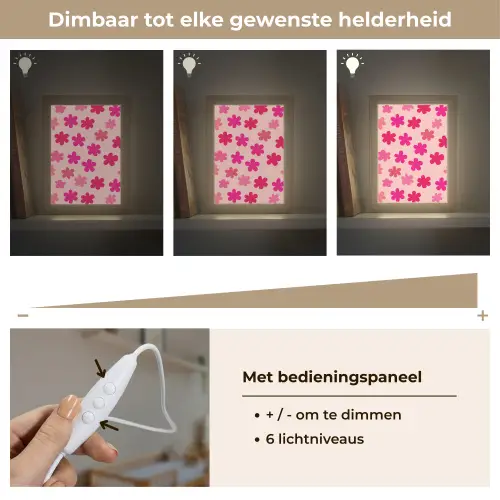 Bloemen - Patroon - Roze Light Box met kabel klein -USP_dimbaarNL