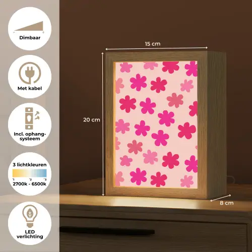 Bloemen - Patroon - Roze Light Box met kabel klein -USP_NL