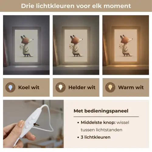 Vos - Gele bloemen - Minimalistisch Light Box met kabel klein -USP_lichtkleurNL