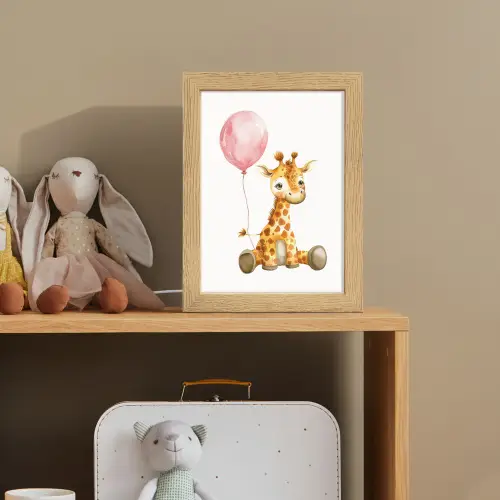 Giraf - Baby - Dieren - Roze ballon Light Box met kabel klein -sfeer2_kind