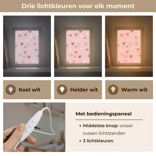 Hartjes - Patroon - Roze Light Box met kabel klein -USP_lichtkleurNL