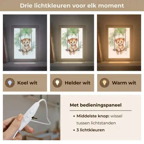 Leeuw - Dier - Kinderen - Jungle Light Box met kabel klein -USP_lichtkleurNL