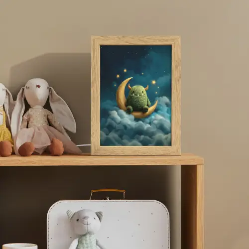 Monster - Groen - Maan - Wolken Light Box met kabel klein -sfeer2_kind