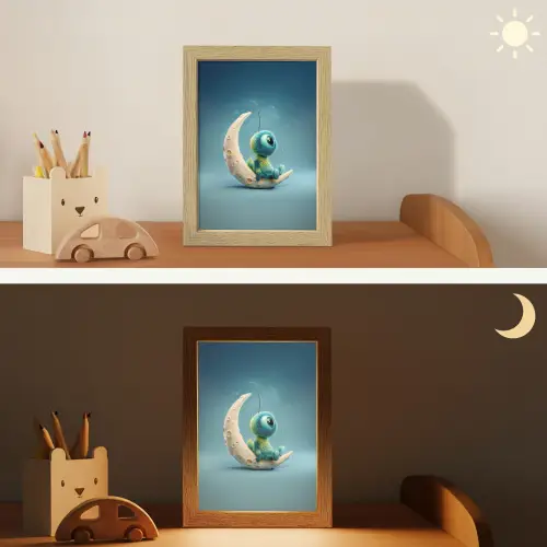 Maan - Ruimtewezen - Blauw Light Box met kabel klein -sfeer3_kind