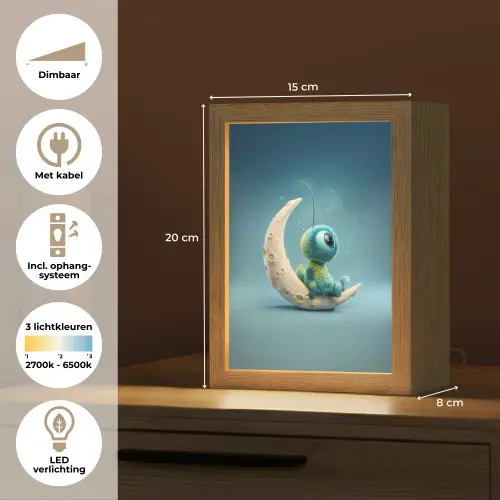 Maan - Ruimtewezen - Blauw Light Box met kabel klein -USP_NL