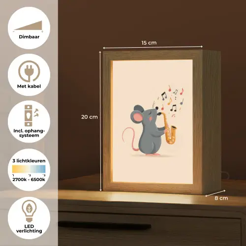 Muis - Saxofoon - Muzieknoten Light Box met kabel klein -USP_NL