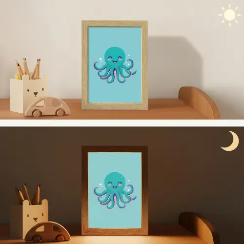 Octopus - Blauw - Gezicht Light Box met kabel klein -sfeer3_kind