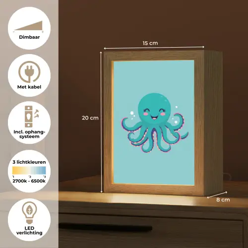 Octopus - Blauw - Gezicht Light Box met kabel klein -USP_NL