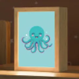 Octopus - Blauw - Gezicht Light Box met kabel klein -zzz_3d_website