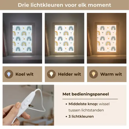 Patroon - Regenboog - Hartjes Light Box met kabel klein -USP_lichtkleurNL