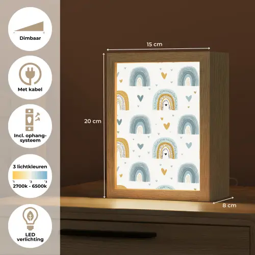 Patroon - Regenboog - Hartjes Light Box met kabel klein -USP_NL